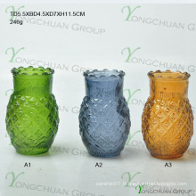 Vase en ananas en verre coloré fabriqué par machine pour la pièce maîtresse